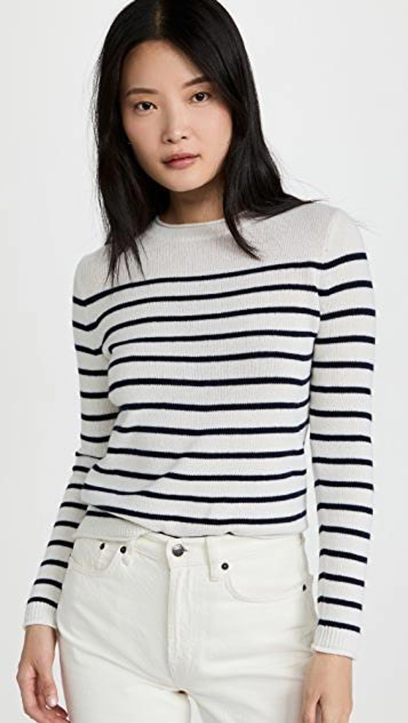 shopbop.com's Posts | 搭配: Alex Mill Sun Sweater In Maritime Stripe In Ivory/navy；Rails Womens Ecru The Topanga High-rise Straight Jeans 27