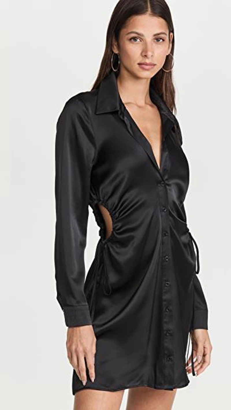 shopbop.com's Posts | Wearing: Wayf Daniela Side Cut-out Shirt Dress In Black; Jennifer Zeuner Jewelry Small Hoop Earrings In Silver; A.w.a.k.e. Leather Delta Sandals 75 In Black