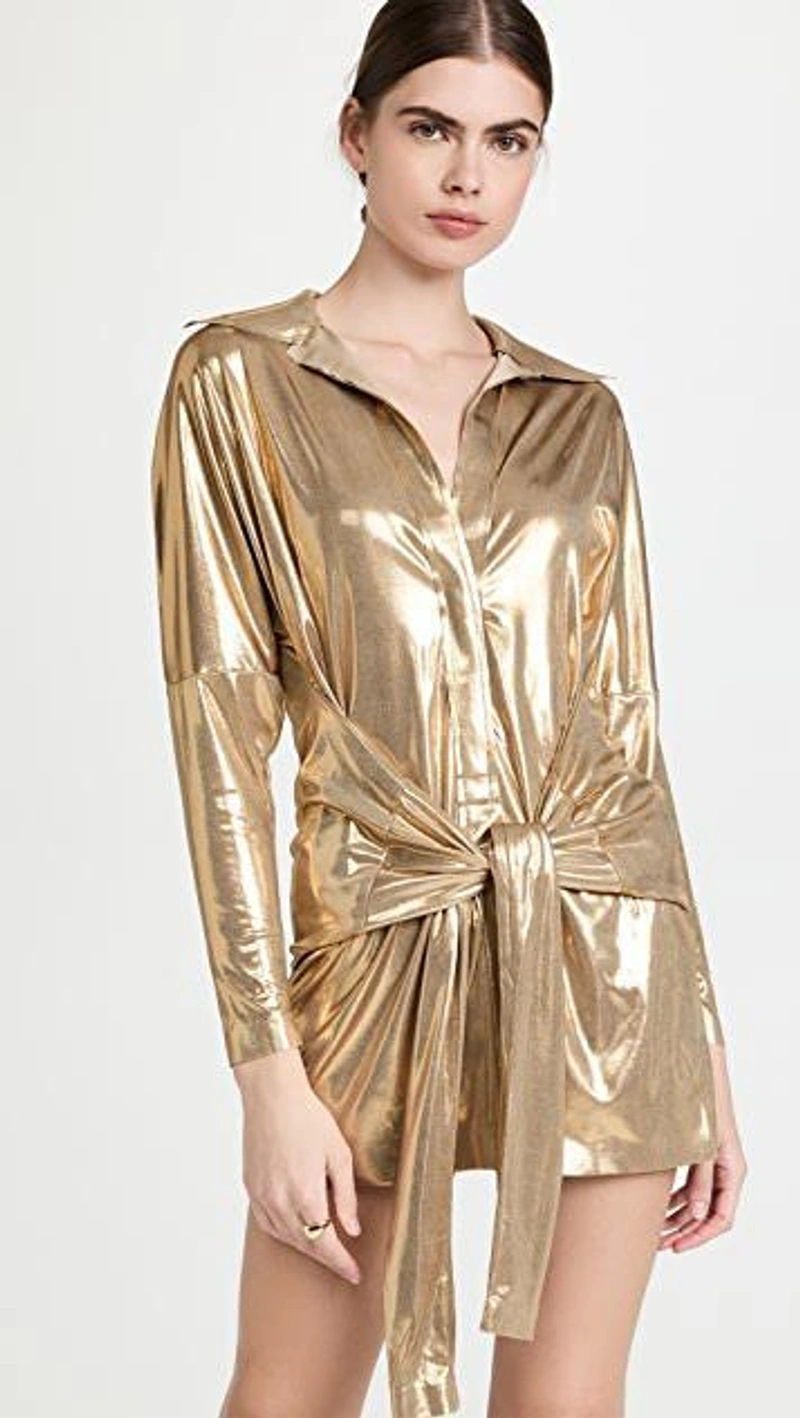 shopbop.com's Posts | 搭配: Norma Kamali 迷你裙 In Multi；Shashi Liquid Metal Ring In Gold；Schutz Women's Aruana High Heel Slide Sandals In Black