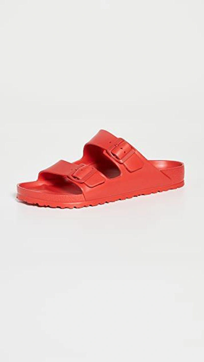 shopbop.com's Posts | Wearing: Birkenstock Essentials Arizona Waterproof Slide Sandal In Red; Ami Alexandre Mattiussi Cotton Oversized Carrot Fit Trousers In Beige/250