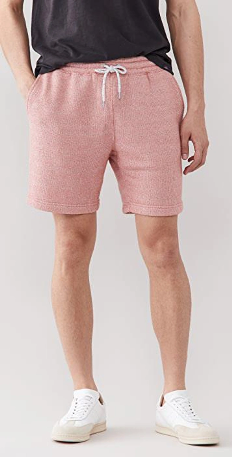 shopbop.com's Posts | Wearing: Faherty Lucaya Slim-fit Textured Cotton-blend Drawstring Shorts In Whitewater; Apc Pullover Shirt In Indigo