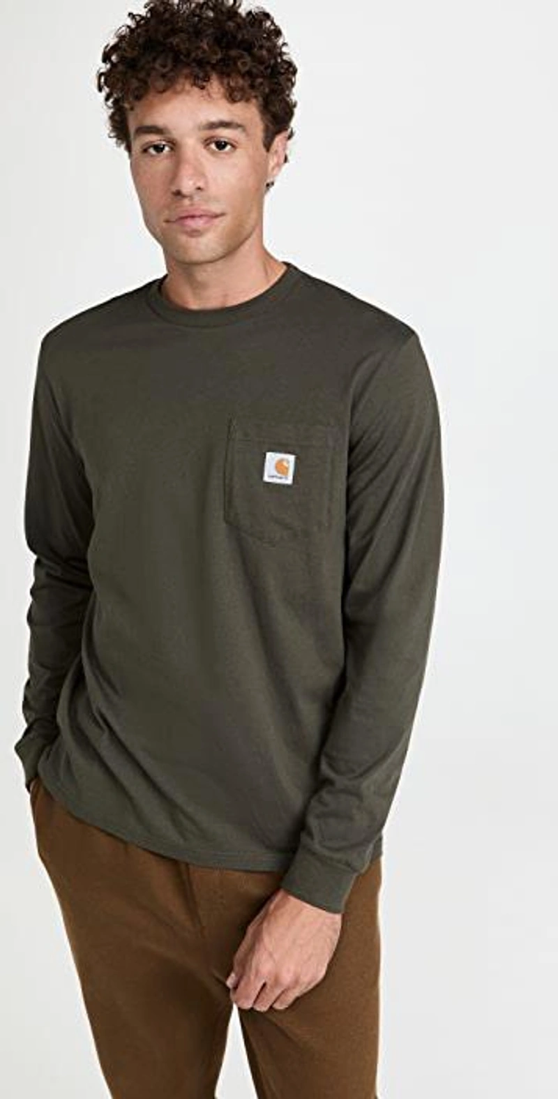 shopbop.com's Posts | 搭配: Carhartt Long Sleeve Pocket T-shirt In Cypress；Lemaire Drawstring-waist Fleece Track Pants In Khaki；Lemaire Crew-neck Cotton-blend Jersey Sweatshirt In Brown