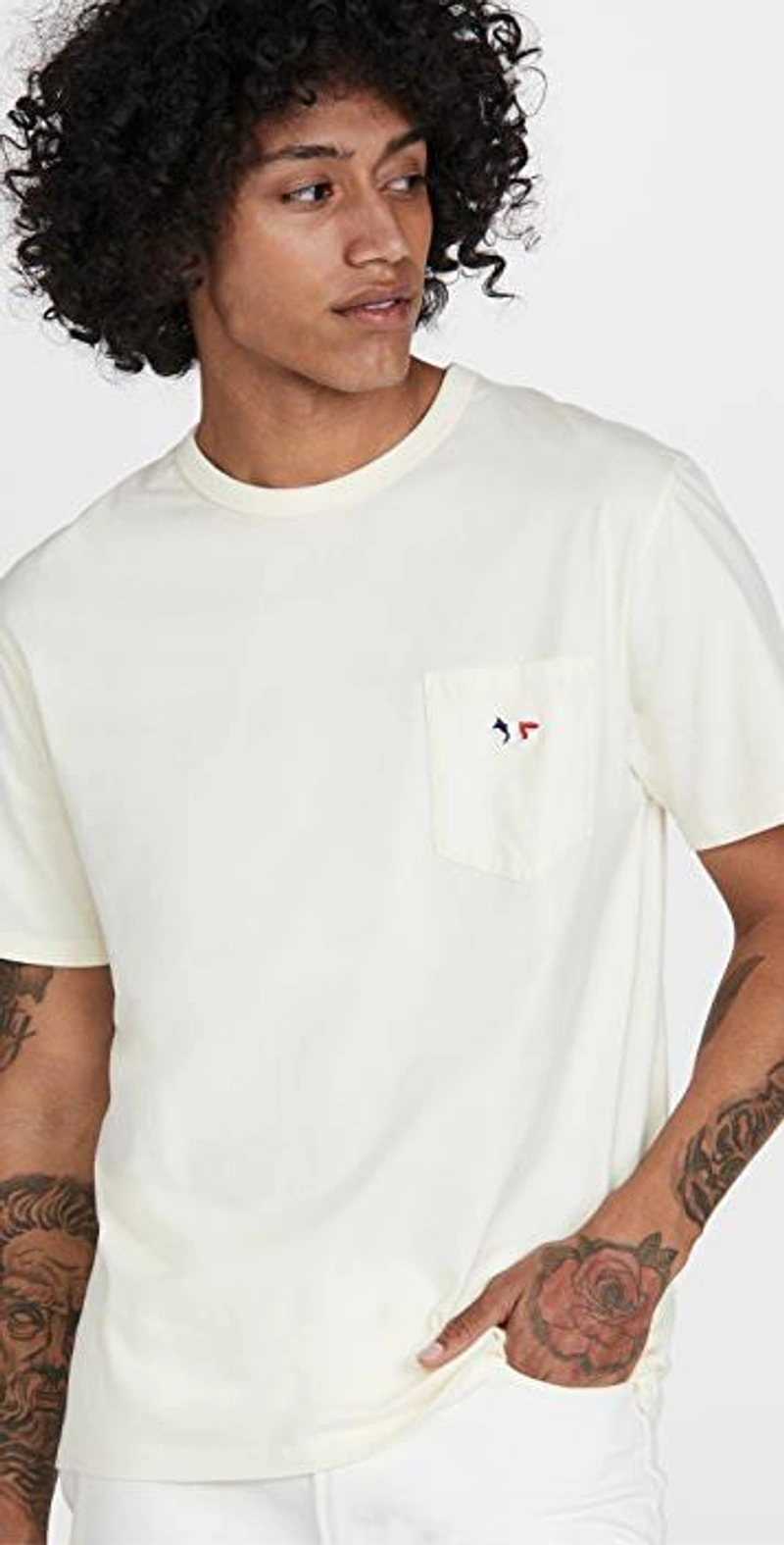 shopbop.com's Posts | 搭配: Maison Kitsuné Tricolor Fox Patch Classic Pocket T-shirt In Ecru