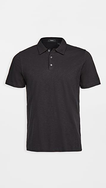 THEORY Double Layered Johnny Collar Polo Shirt In Black
