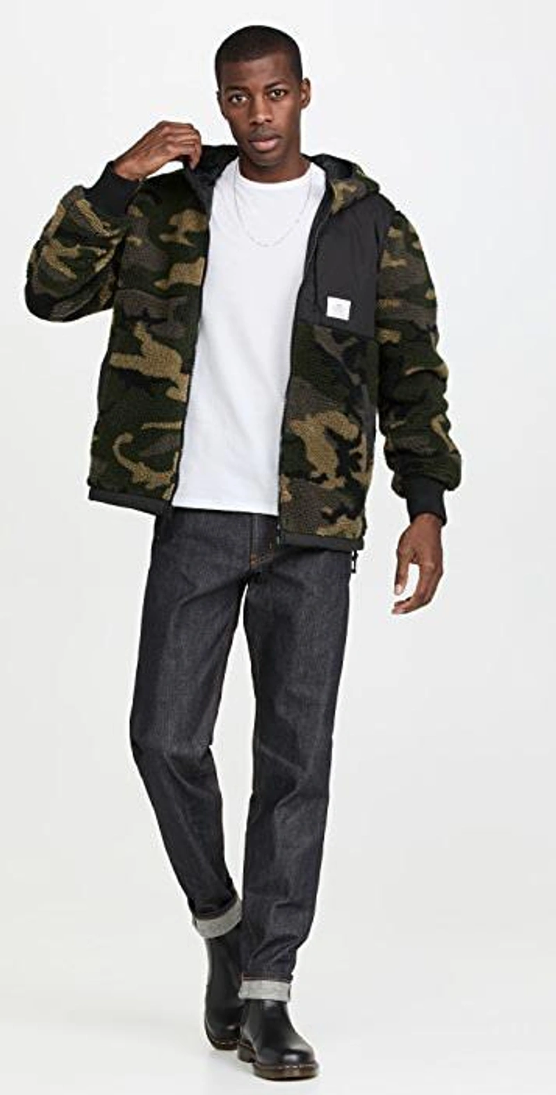 shopbop.com's Posts | 搭配: Alpha Industries Hooded Sherpa Utility Jacket In Green Multi；Calvin Klein Underwear 3 Pack Slim Fit Classic Short Sleeve Tee