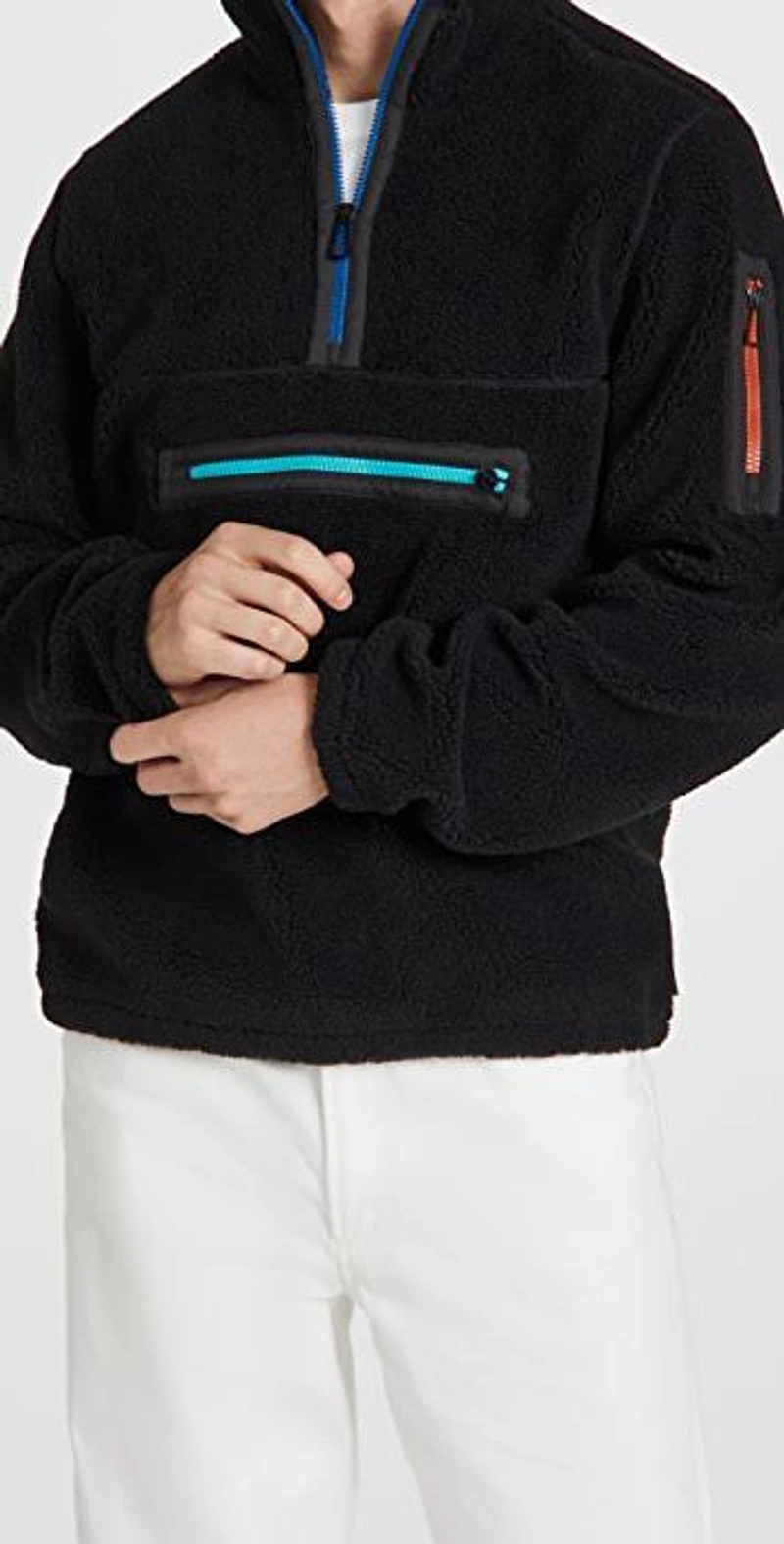shopbop.com's Posts | 搭配: Ps By Paul Smith Half Zip Sweatshirt In Black；Club Monaco Feel Good Rib Crewneck Cotton Blend Sweater In Cream