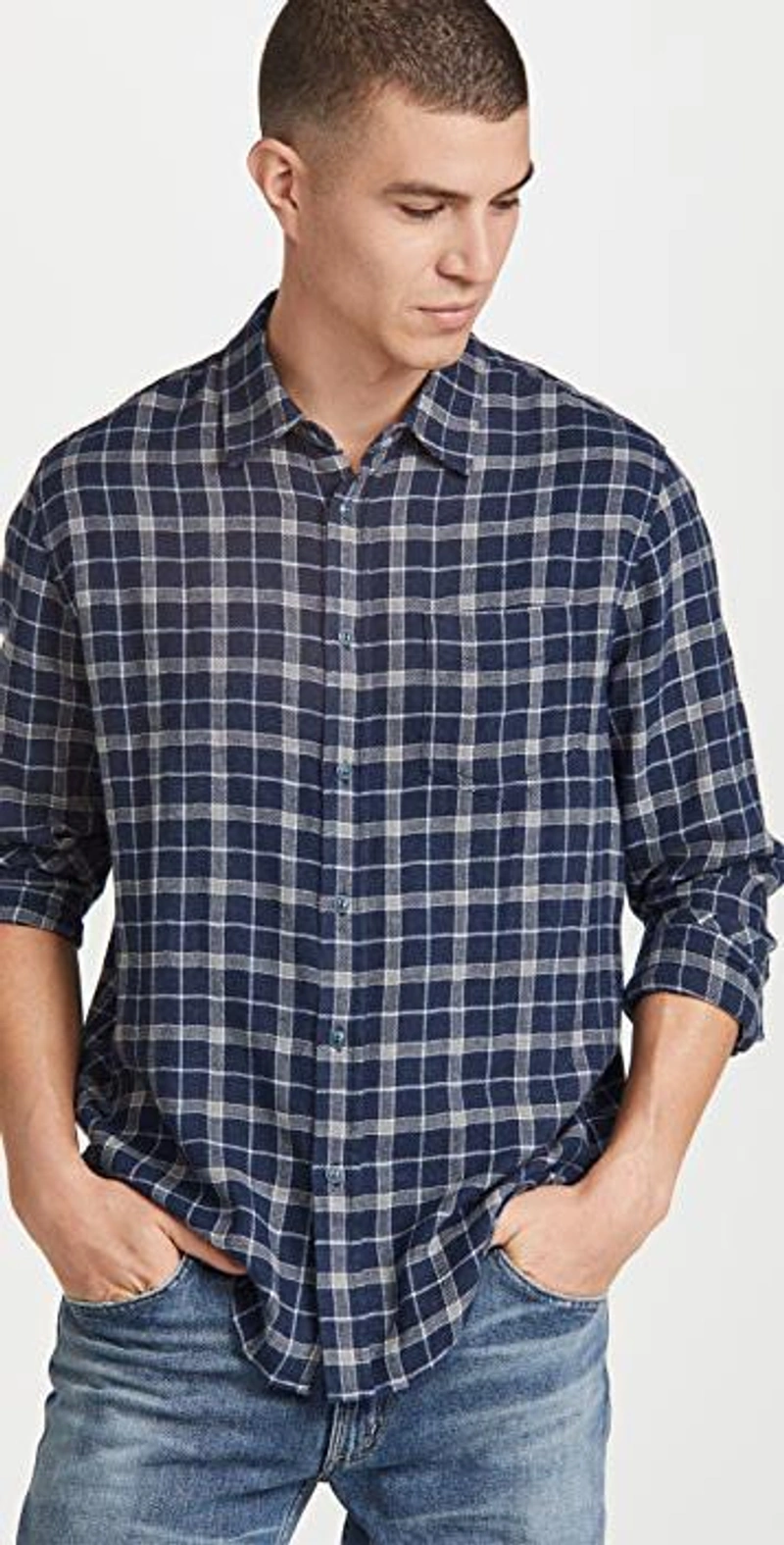 shopbop.com's Posts | 搭配: Citizens Of Humanity Bowery Standard Slim Jeans In Colorado；Rails Brushed Lennox Plaid Flannel Button-up Shirt In Indigo Gray；Converse Chuck 70 Easy Breezy Low-top Sneakers