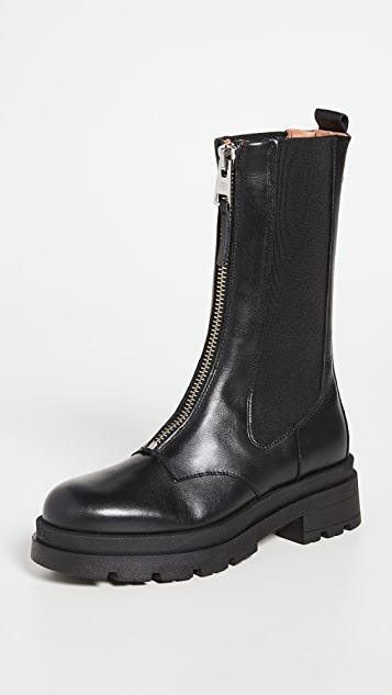 ANINE BING Gavin Blue Reservoir High Waist Distressed Nonstretch Ankle Jeans In Light Blue