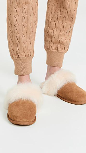 UGG Shearling-trim Slippers - Women's - Sheepskin/suede/rubber In Brown