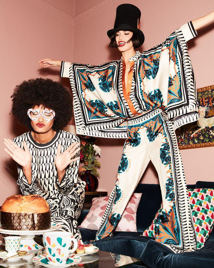 LA DOUBLEJ Florence-print Silk Twill Palazzo Pants