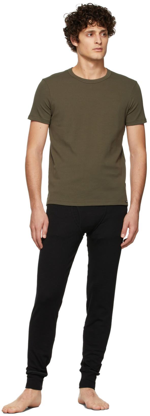 TOM FORD Khaki Cotton Stretch Jersey T-shirt In Military Green