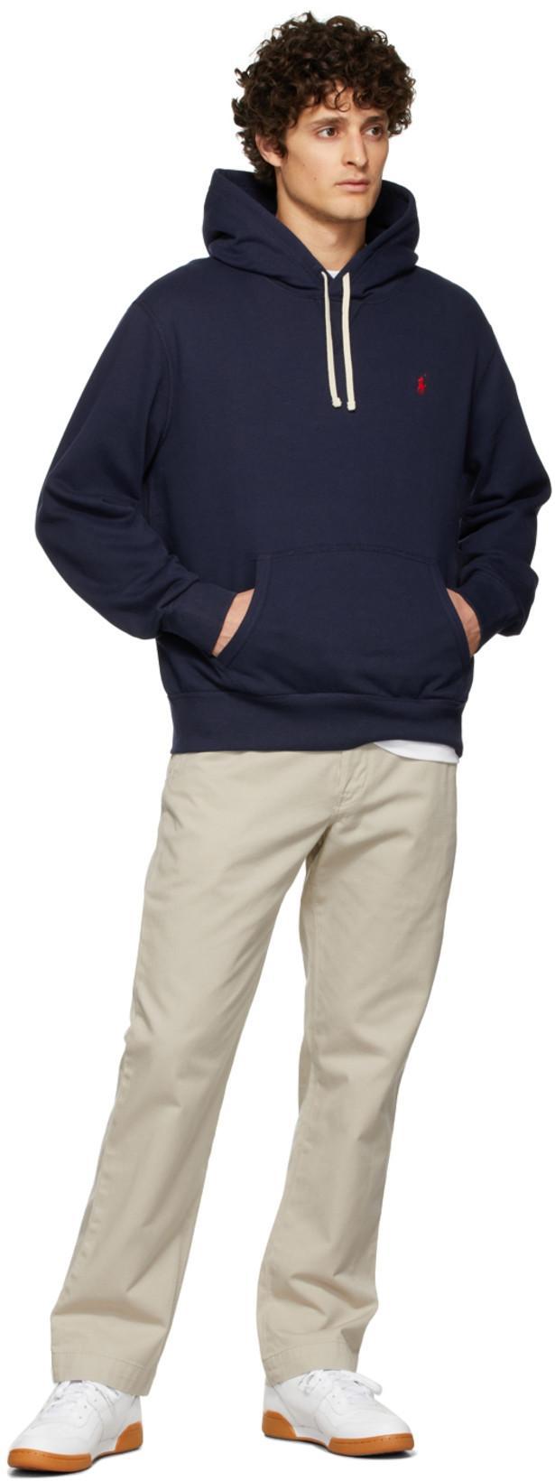 POLO RALPH LAUREN Classic Hoodie Sweatshirt With Front Kangaroo Pocket In Blue