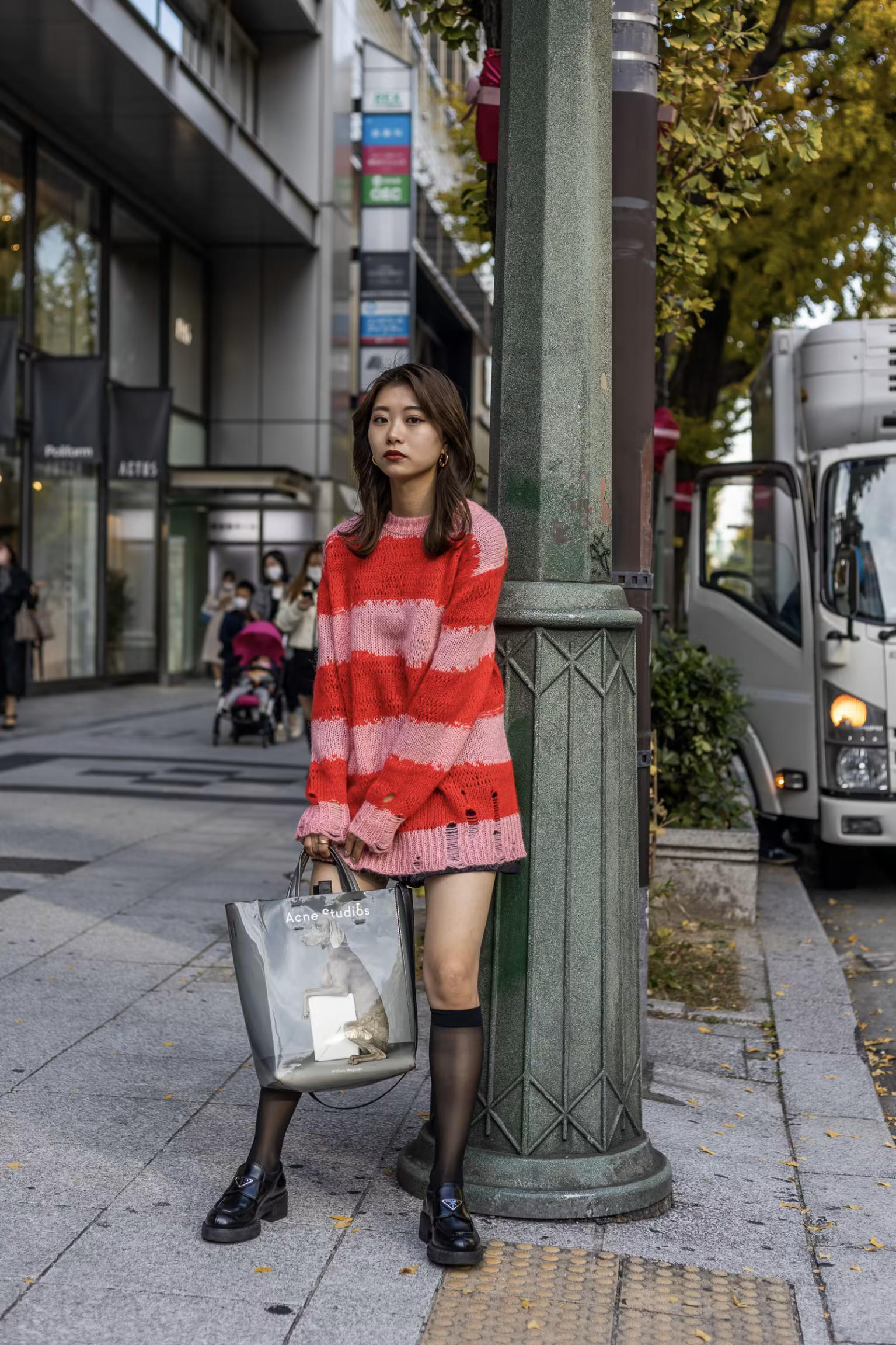 PRADA Logo Plaque Spazzolato Leather Platform Moccasins In Black