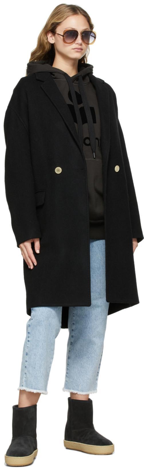 ISABEL MARANT ÉTOILE Black Hoodie With Tonal Logo Print In Cotton Blend Woman In Brown