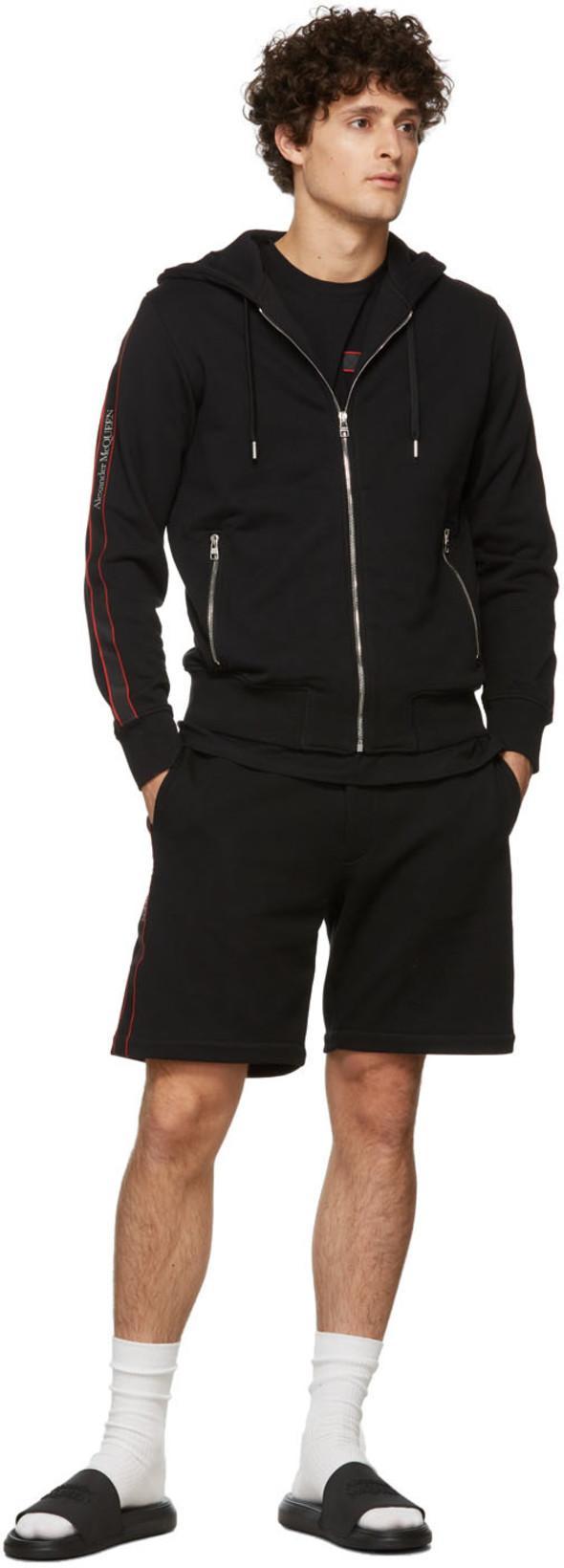ALEXANDER MCQUEEN Black Jersey Bermuda Shorts With Side Logo