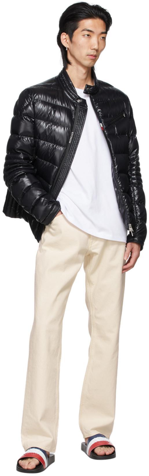 MONCLER Basile Black Rubber Sliders In White