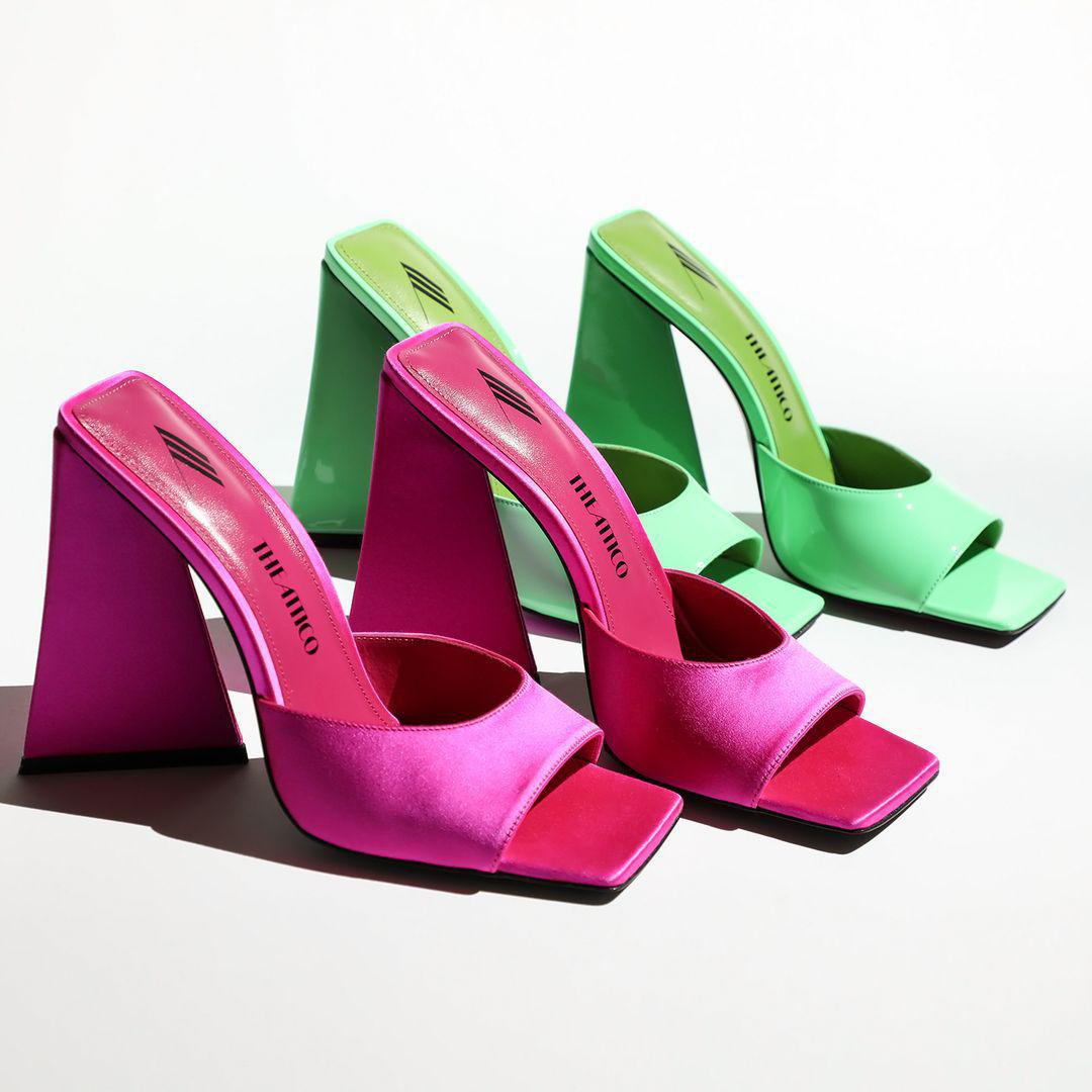 ATTICO Devon Patent Leather Sandals In Green