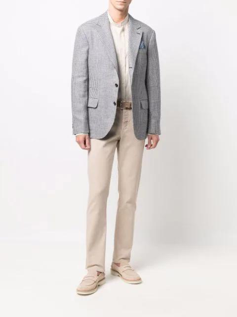 FERRAGAMO Gancini-print Fringe Scarf In Blue