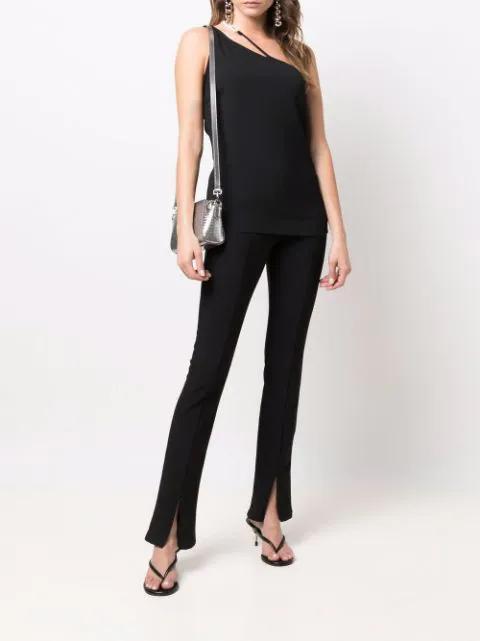 GIVENCHY Contrast Asymmetric Strap Top In Black