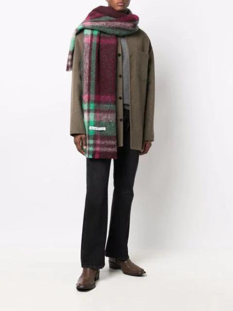 FERRAGAMO Gancini-print Fringe Scarf In Blue