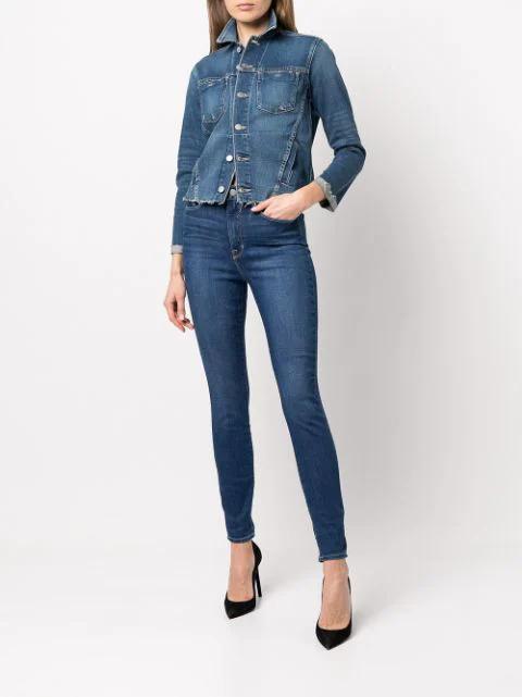 L'AGENCE Janelle Slim-fit Distressed Denim Jacket In Hawthorne