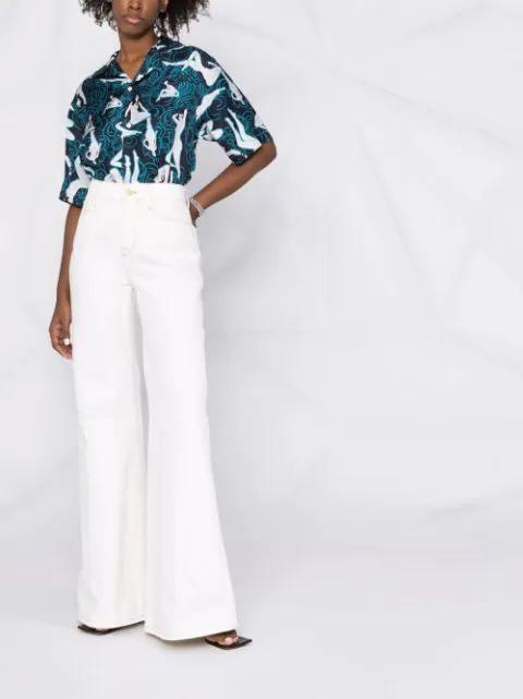 FRAME High Rise Le Palazzo Crop Jean In Au Natural Clean Raw After In White