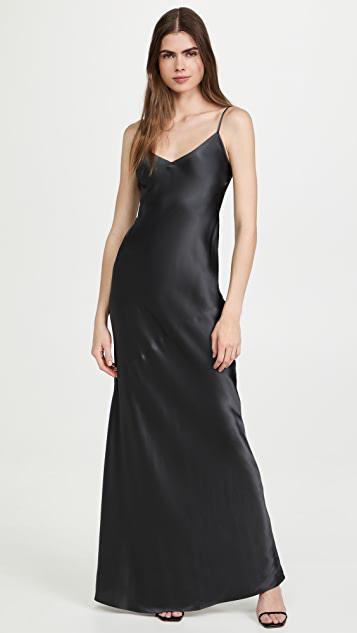 L'AGENCE Seridie Mid-length Silk Slip Dress In Black