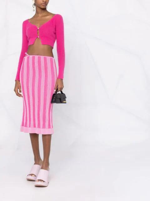 JACQUEMUS Alzou Cropped Mohair-blend Cardigan In Pink