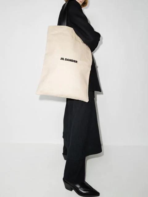 JIL SANDER Beige Large Flat Shopper Tote In 102 Natural