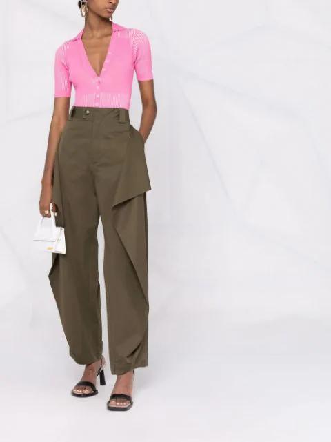 JACQUEMUS Le Body Yauco Polo Bodysuit In Pink