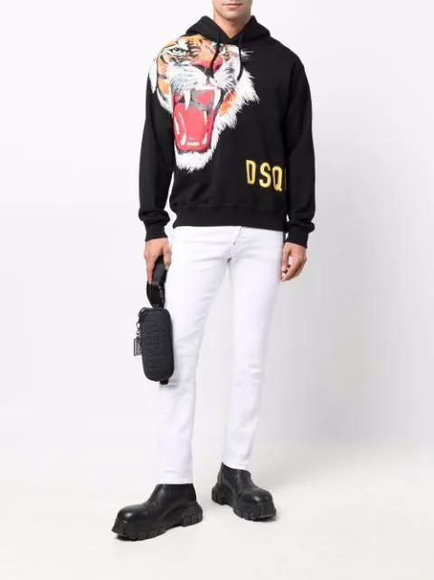 DSQUARED2 White Bull Skater White Jeans In Silver