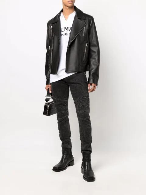 BALMAIN Dark Wash Tapered Fit Cargo Jeans 17cm In Black