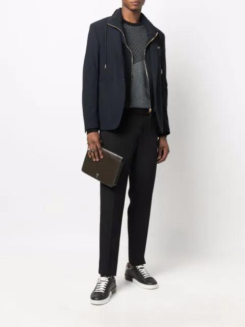 DOLCE & GABBANA Portofino Sneakers In Black Leather With Silver Inserts Dolce E Gabbana