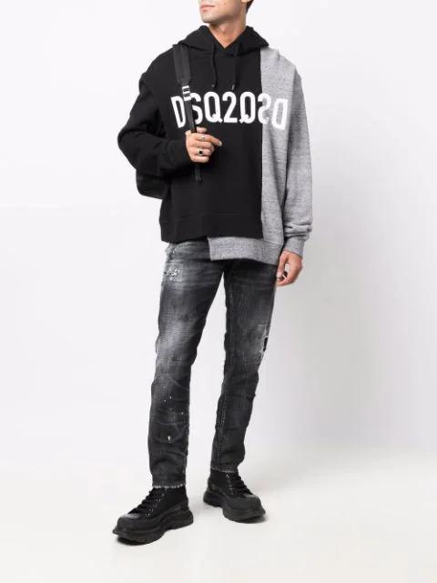 DSQUARED2 Stretch Denim Sexy Twist Jeans With Paint Effect Details 17c In Black