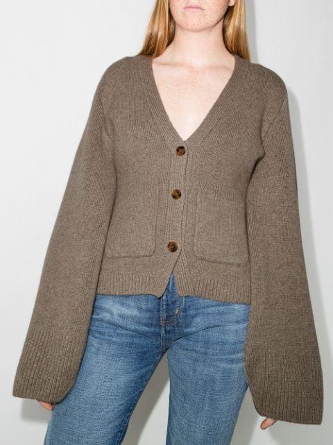 KHAITE Womens Barley Scarlet V-neck Cashmere Cardigan In Neutral