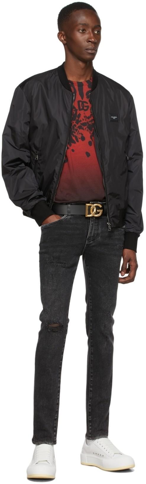 DOLCE & GABBANA Dolce&gabbana Black Belt With Rutenium Dg Plaque