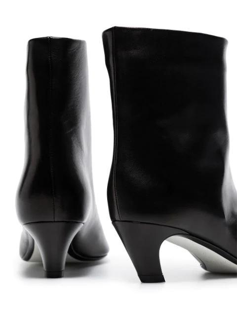 KHAITE Leather Arizona Heeled Ankle Boots 50 In Black