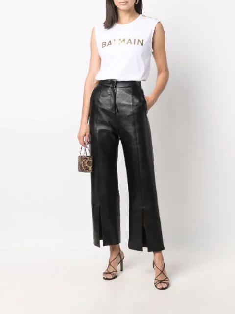 BALMAIN Logo-print Sleeveless T-shirt In White