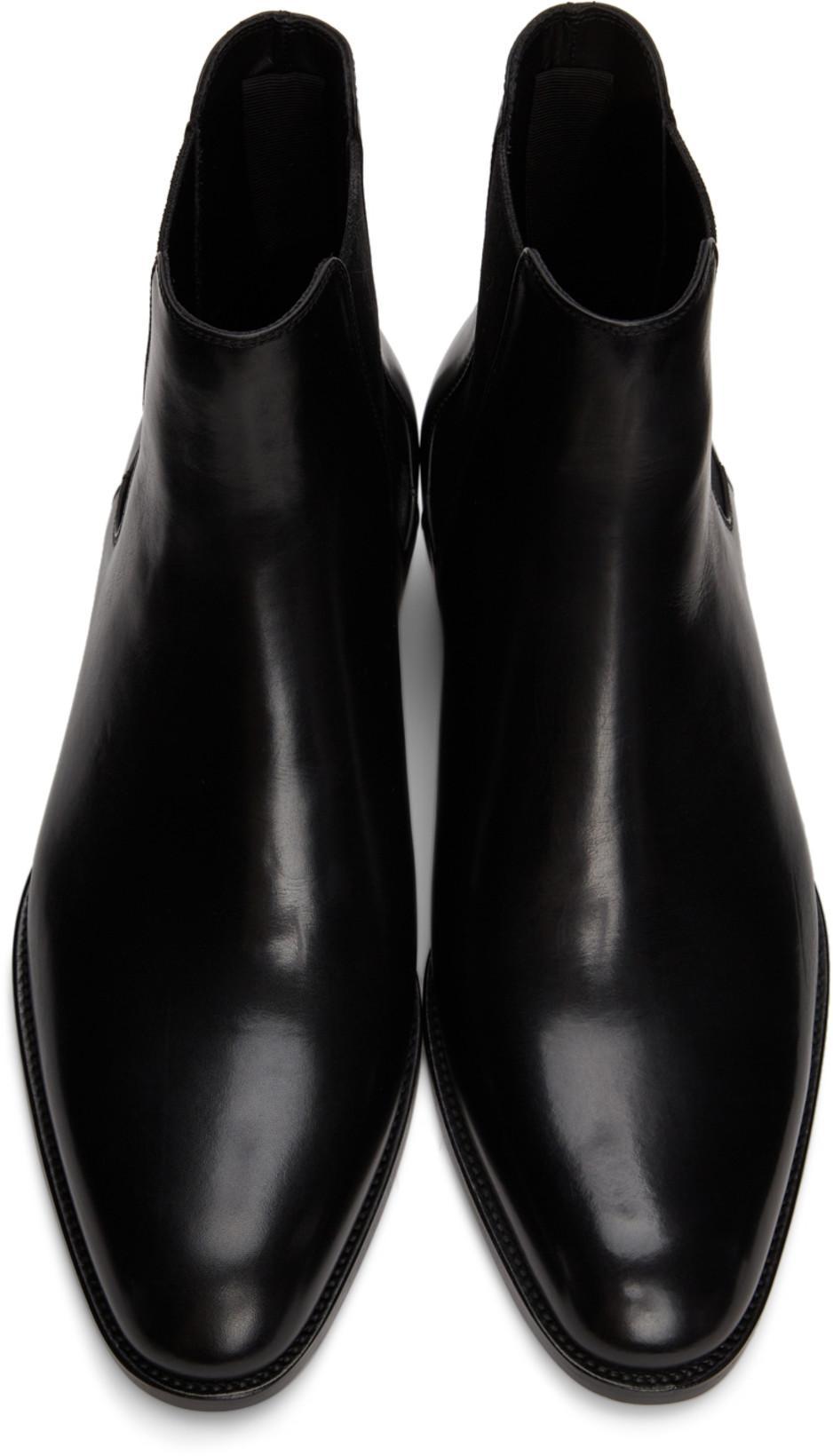 SAINT LAURENT Wyatt Calf Leather Chelsea Boots In Black