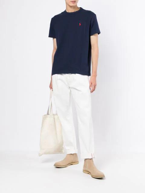 POLO RALPH LAUREN Cotton Jersey T-shirt Custom Slim-fit In Blue