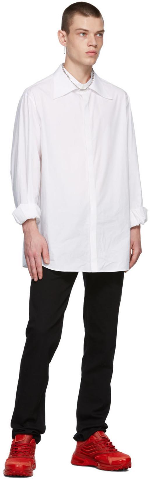 VALENTINO White Spread-collar Cotton-poplin Shirt