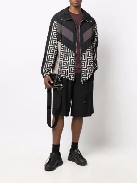 BALMAIN Jacket With Maxi Monogram Logo Print In Beige