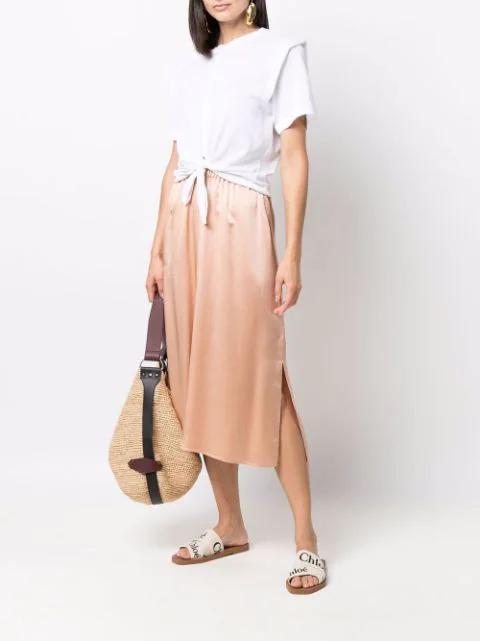 CHLOÉ Woody Flat Logo Ribbon Slide Sandals In White