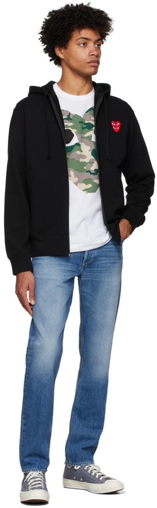 COMME DES GARÇONS PLAY Camouflage Heart-print Cotton T-shirt In White