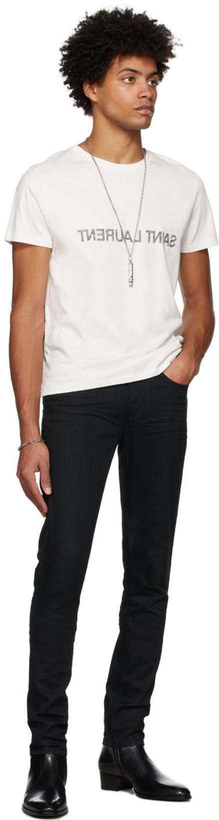 SAINT LAURENT Cotton T-shirt In Reverse Design In White