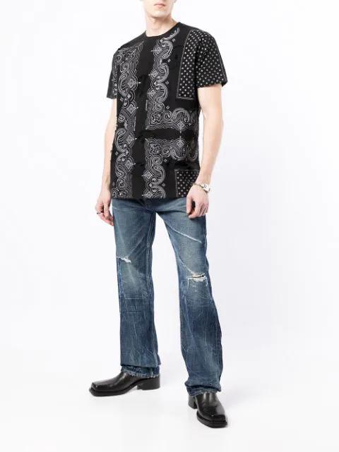 GIVENCHY Distressed-effect Bandana-print T-shirt In Black