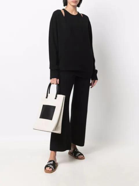 CHLOÉ Chloe Women Black Linen Woody Slippers In Multi