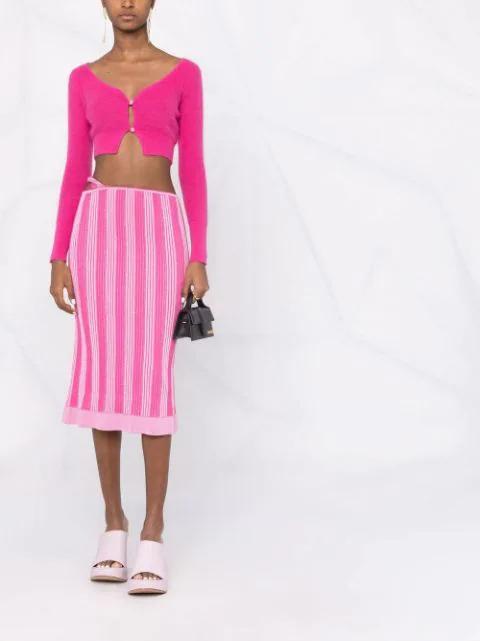 JACQUEMUS Alzou Cropped Mohair-blend Cardigan In Pink