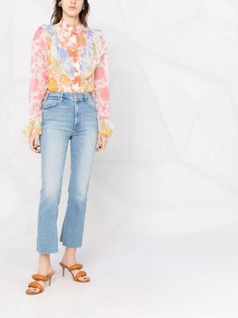 MOTHER Womens Glow Up The Weekender Fray Flared-leg Denim Jeans In Blue