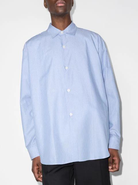 MFPEN Generous Stripe Cotton Shirt In Blue
